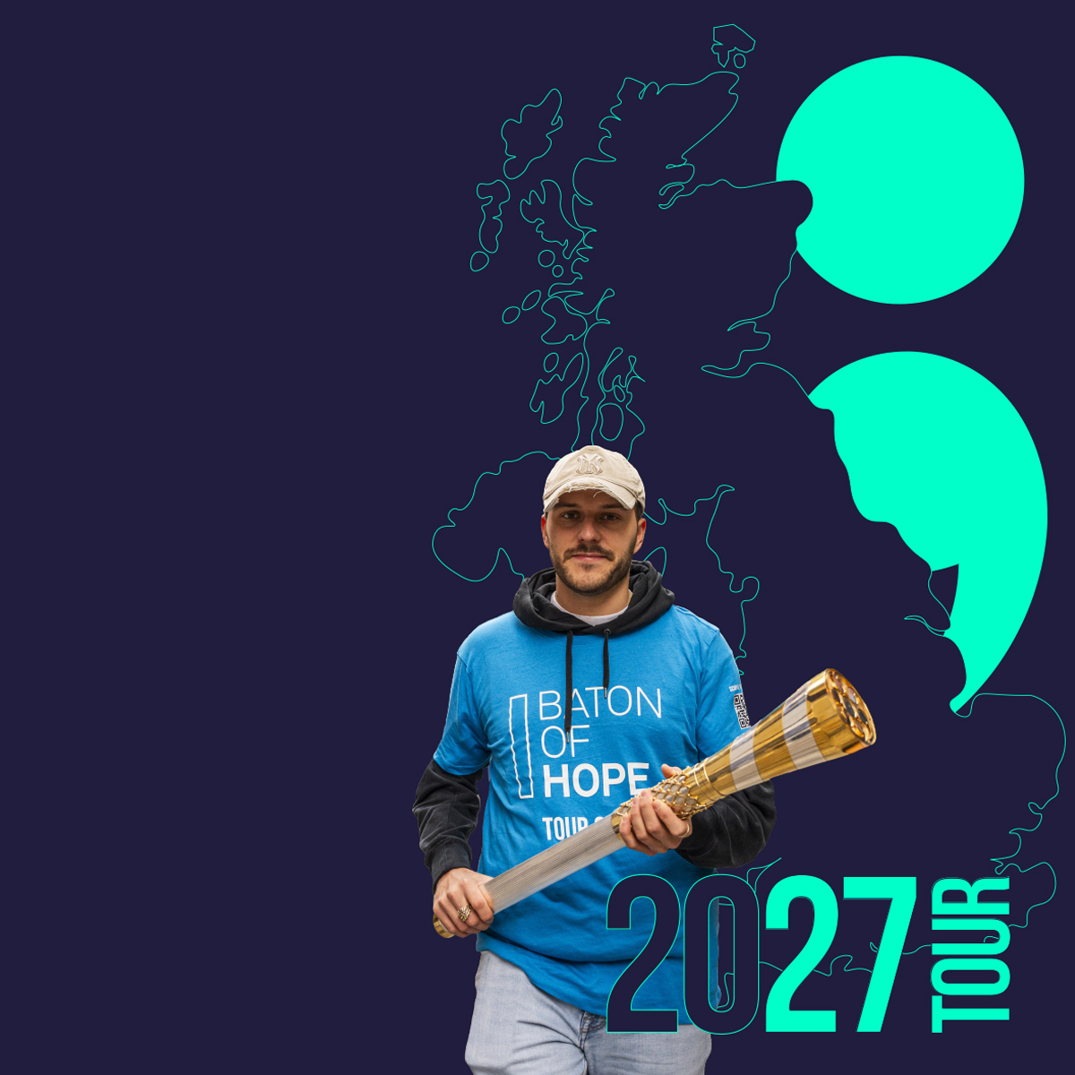 A Baton Bearer carrying the Baton of Hope